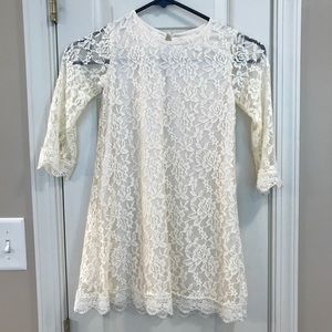 Girls Cream Lace Dress Sz 6
